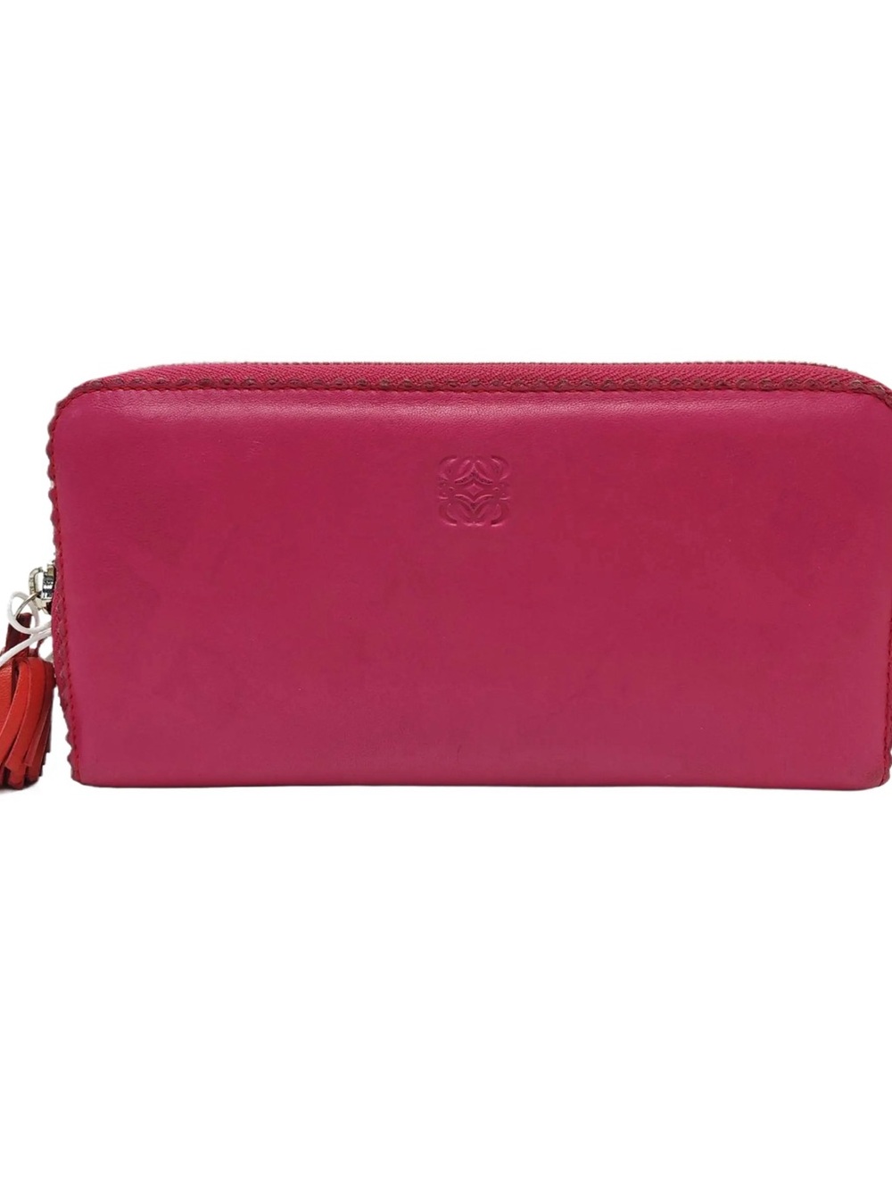 Loewe Fuchsia Zip-Around Leather Wallet with Tassel